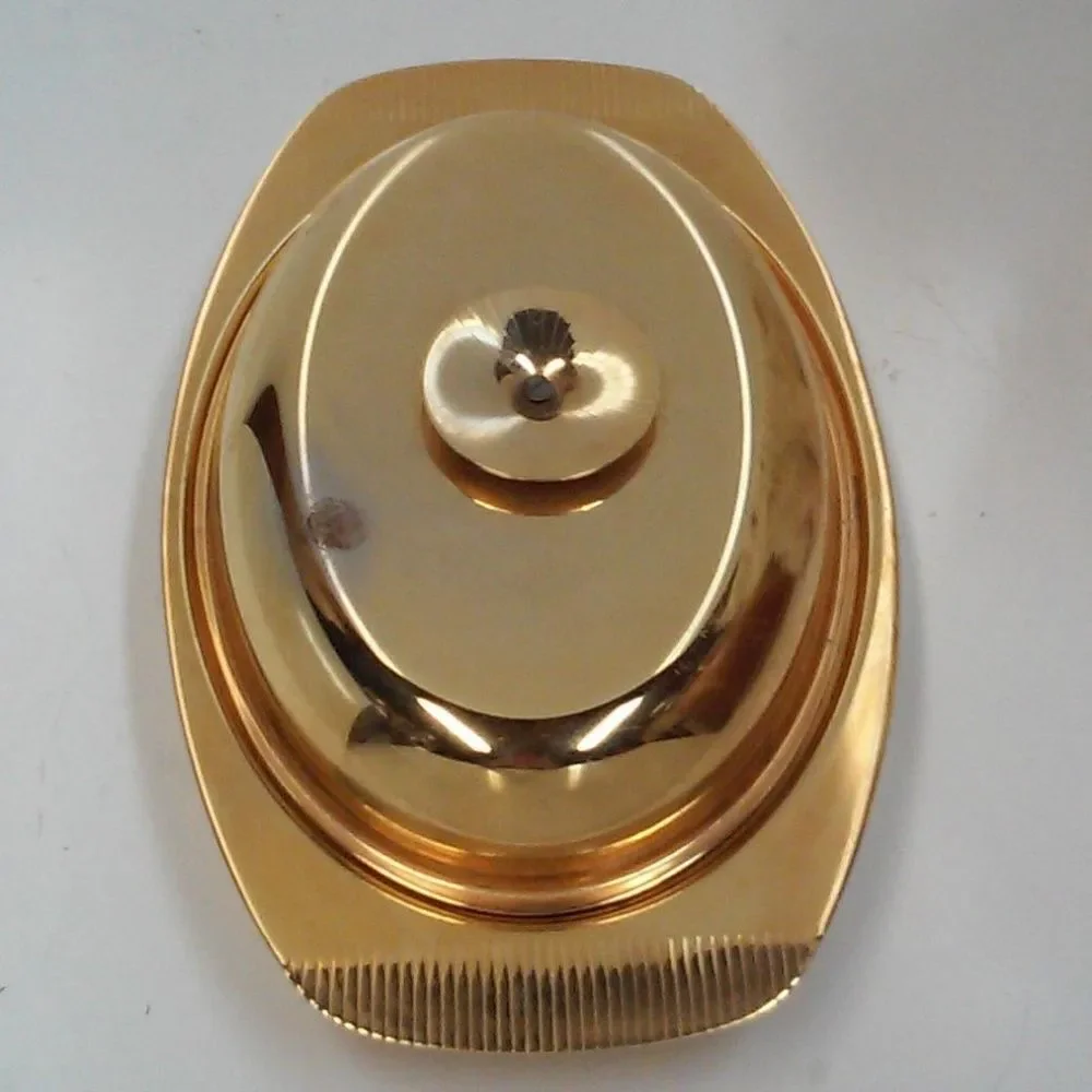 Mid-Century Tommi Parzinger Lidded Dish Gold Plated 1950s Glam Serving